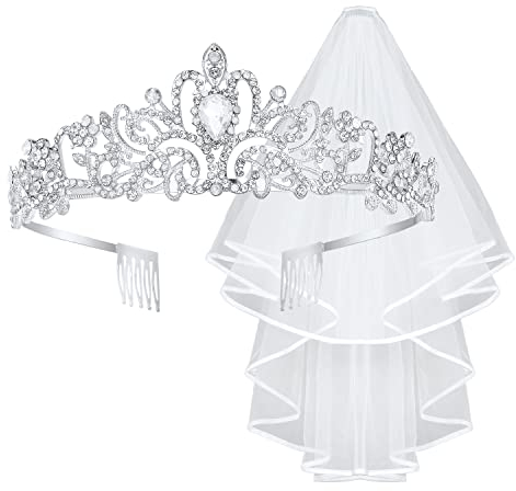 Brautschleier Ivory - Spitze Hochzeitsschleier Kurz Weiß für Bräute, Bachelorette Schleier für Frauen, Kopfschmuck Mit Kamm für Hochzeit Party