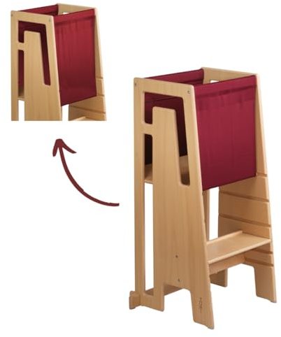 Tuki Entdeckertuch Bordeaux - Rausfallschutz für Tuki Lernturm | Original Schweizer Design, 100% Baumwolle, Ab 9 Monaten, Bis 60°C waschbar
