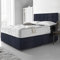 DBZ BEDS Reinforced King Size Bed Set 5 FT with 2000 Series Mattress - Black Leather Divan Beds Set with Various Storage Options – 26 Inch Headboard with Chrome Glider Feet (KingSize)