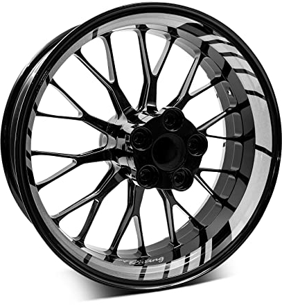 18-teiliges Set Felgenrandaufkleber Sticker für Motorrad Auto Felgen Design Komplett Set Felgenaufkleber für 15 16 17 18 19 Zoll MR020 (09 Silber Metallic)