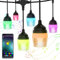 Lichterkette außen Bunt 14M, LED Partylichterkette Aussen Strom mit Bluetooth APP & Farberkennung von Bildern & Timer, IP65 Wasserdicht Glühbirnen Lichterkette für Camping Garten Weihnachten Party