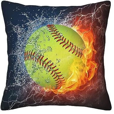 ZaKhs Kissenbezüge mit Softball-Druck, Kordsamt, quadratisch, weich, für Heimdekoration, Sofa, Schlafzimmer