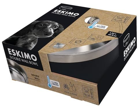 M-PETS - Gamelle Eskimo Double paroi 1.25 L - D18.4 x 6.5 cm - Noire
