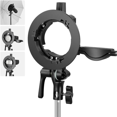 NEEWER S Type Bracket Holder with Bowens Mount for Round Square Head Flash Speedlite Compatible Godox AD200Pro V1 Z2 Z1 Z760 NW760 NW700 TT560 Q3, Large Handle, Umbrella Mount, CRB1 (10103058)