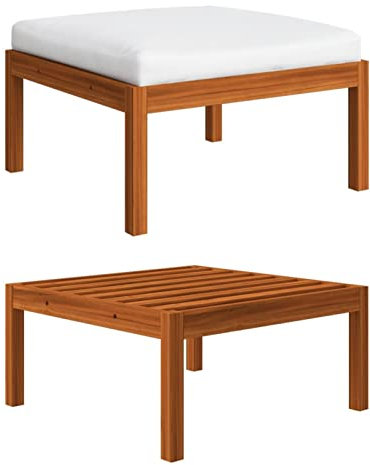 Homgoday Hocker für den Garten mit Kissen aus Akazien-Massivholz, Möbel für drinnen und draußen, Wohnzimmer, Schlafzimmer
