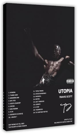 Travis Poster Scott Utopia Albumcover-Poster (2), Leinwandposter, Schlafzimmer-Dekor, Sportlandschaft, Büro, Raumdekoration, Geschenk, Rahmen-Stil, 40 x 60 cm