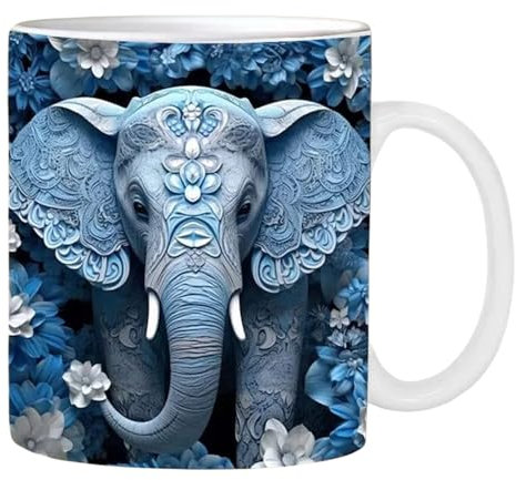 Oldmoom Elephant Tea Mug | 350ml Ceramic Coffee Cup - Large Capacity Ceramic Tea Mug Coffee Cup for Beer, Wine, Whiskey, Water, Soup