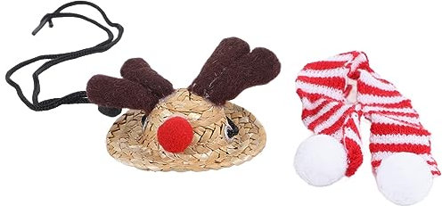 Meerschweinchen-Mütze Und Schal, Niedlich, Weich, Verstellbare Größe, Leuchtende Farben, Meerschweinchen-Kostüm, Weihnachtskostüm, Kleidung, Weihnachtsmütze Und Schal(L-Rot)