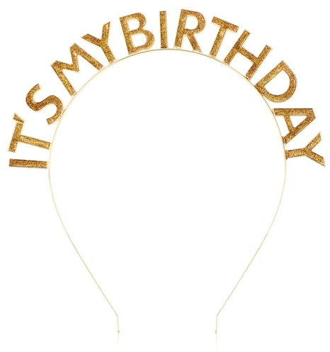 Giantree Geburtstag Krone Mädchen, Its my birthday Geburtstag Kopfschmuck Bling Strass Haarband Happy Birthday Zubehör für Frauen Feiern Geburtstag Party Abschlussball Dekorationen(Gold)
