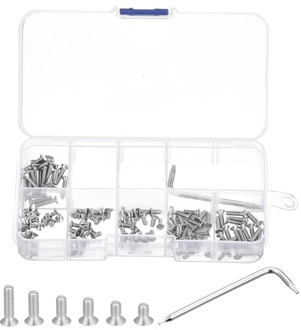 uxcell Kit di viti di sicurezza Torx M2.5 (M2,5 x 4/5/6/8/10/12 mm), 120 viti a testa svasata in acciaio inossidabile 304, a prova di manomissione, W 1 bullone per chiave T8