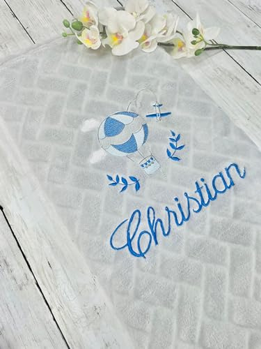 CrisArt Coperta neonati con nome in morbido pile grigio personalizzata con disegno ricamato idea regalo battesimo nascita baby shower compleanno
