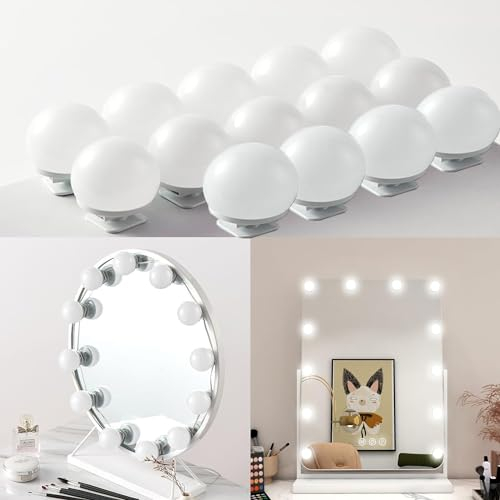 Qtuie LED Spiegel Schminktisch Beleuchtung Spiegellampen mit 3 Farbe Schminktisch Licht Spiegellicht Hollywood Lichter Make up Lampe Spiegelleuchte Spiegelbeleuchtung Schminklicht für Spiegel (14)