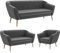 MEBLINI Mini Sofa Set 3-2-1 für Wohnzimmer - Mini Lounge für sechs Personen - Küchensofa - Sofa Klein - Sitzgarnitur - Polstergarnitur - Sofagarnituren - Gisela - 3+2+1 - Dunkelgrau Samt
