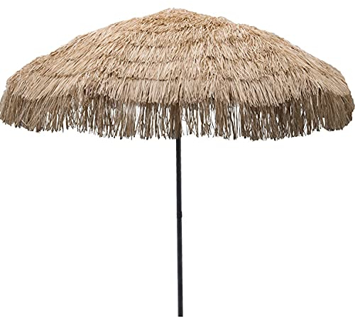 MIQXUAN Sombrilla de Playa Sombrilla hawaiana con techo de paja de 6.5 pies, sombrilla de playa inclinable de 45 °, sombrilla portátil a prueba de viento para patio, piscina, jardín, exterior
