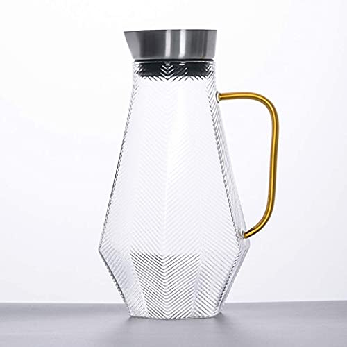 FDHESAR Cold Kettle with Lid Unique Large-Capacity Glass Kettle Bottle with Top Lid Juice Jug Fridge Cold Iced Tea Water Rosed Kettle