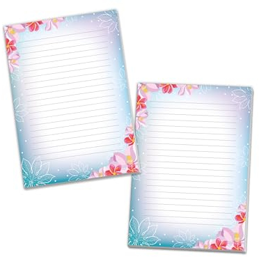 2 Briefblöcke Motiv Natur Exotische Blumen Briefpapier für Mädchen Kinder und Erwachsene Geschenk (2 Blöcke A4 mit je 25 Blätter)