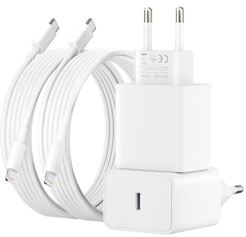 25W für iPhone Schnellladegerät und Ladekabel, USB C Ladegerät 2M Schnellladekabel Stecker Netzteil Adapter Ladestecker Netzstecker für Apple i Phone 14 13 12 11 (2er-Packung iPhone14/13/12/11)