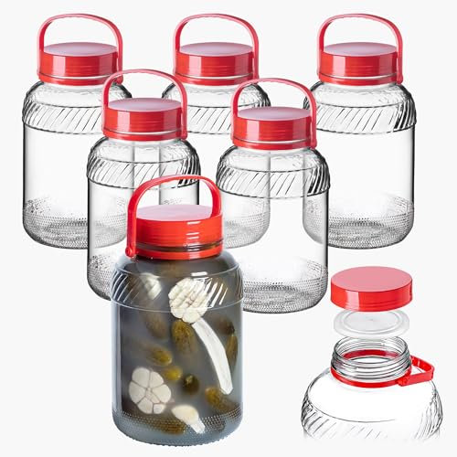 KADAX Gurkenglas mit Deckel, Einmachglas, luftdichte Konservierung, Glasballon, universelles Glas, Vorratsglas für Gurken, Aufbewahrung, Aufbewahrungsglas, Einweckglas (5L 6er Set)