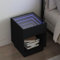 Homgoday Nachttisch mit LED Infinity Schwarz 40 x 40 x 50 cm, Sideboard Schrank, Bodenschrank, Büromöbel, Nachttisch für Schlafzimmer