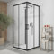 Box doccia cromato 3 lati 70x90x70 cm con doppio scorrevole h190 cm e Vetro Temperato Trasparente 6 MM Profili Nero Opaco Modello Tremiti