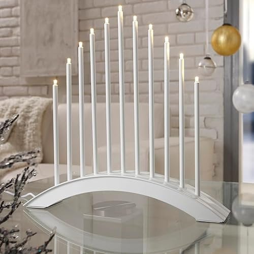 MeLiTec LED Weihnachtsbeleuchtung SL20-1 – Elegante Dekorationsleuchte in Weiß mit 11 LED-Leuchtstäben, energiesparend & warmes Licht