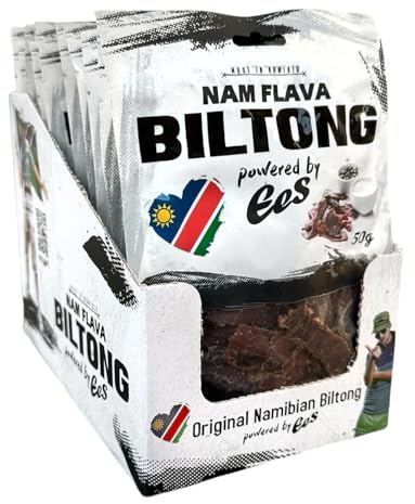 Nam Flava - Geschenkbox Original Biltong aus Namibia - 0,6 kg (12x50 g) - Beef Jerky, Trockenfleisch, viel Protein