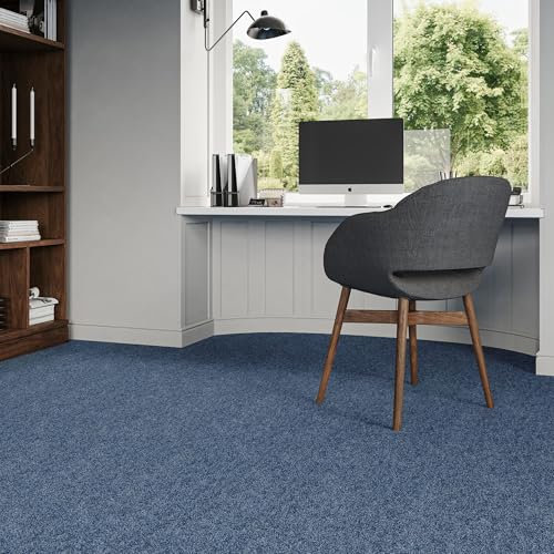 Steffensmeier Teppichfliese Richmond Paket | 5m² (20 Stück) |Büro | selbstlegend | Schlinge | Blau, Größe: 50x50 cm