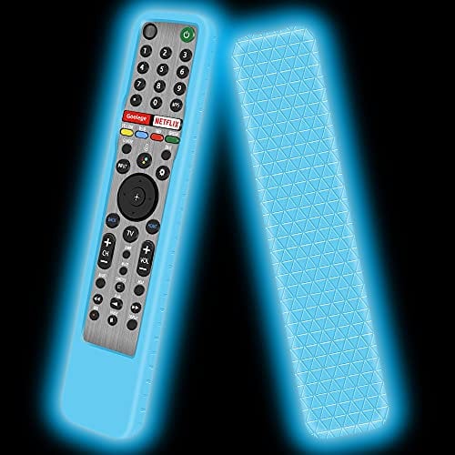 Mydrissu Protective Case for Sony RMF-TX600U RMF-TX600E RMF-TX621U RMF-TX500U RMF-TX500E Smart TV Remote Silicone Battery Back Cover Holder Shockproof Covers for Sony Remote Control (Glow Blue)