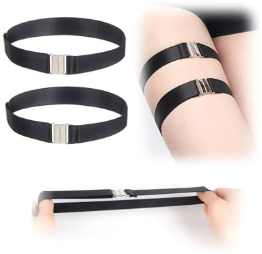 comeondear Liga Mujer Negra Ajustables Ligas talla única 2 Piezas Elastico Ligueros para Medias Antideslizante Liga de Novia Hot Gótica Ligueros Accesorios de Fiesta Cosplay