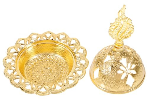 GARVALON Räuchergefäß Im Arabischen Stil Mit Deckel Räucherkegel-Halter Aus Metall Räucherkugelhalter Für Zuhause Büro Party Und Feiertage