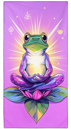 YISUMEI Meditationsfrosch Strandtuch XXL 180x90cm - Schnelltrocknendes Mikrofaserhandtuch mit Tasche, Saugstark Sandfrei - Leichtes Reisehandtuch für Strand, Pool