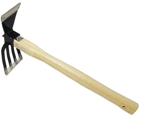 LYEAA Garden Hand Rake Tool with Wooden Handle Dual-purpose Hoe Mini Hoe and Cultivator Garden Hand Hoe & Tiller for Digging Weeding Gardening and Cultivating (styleF)