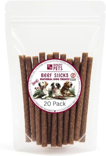 Premium Natural Dog Sticks 20 Pack - 100% Meat (20 Pack, Beef) | 100% Meat