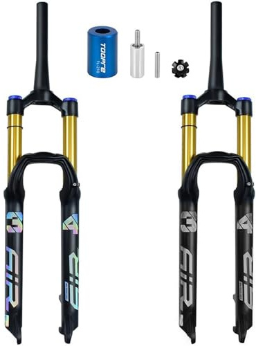 KUNYOS 26 27.5 29 Ultraleichtes Faltrad Federgabel Gewindeloses Konisches Rohr Scheibenbremse MTB Fahrrad Vorderradgabeln Federweg 160Mm QR 9Mm,Manual Lock a,27.5inch
