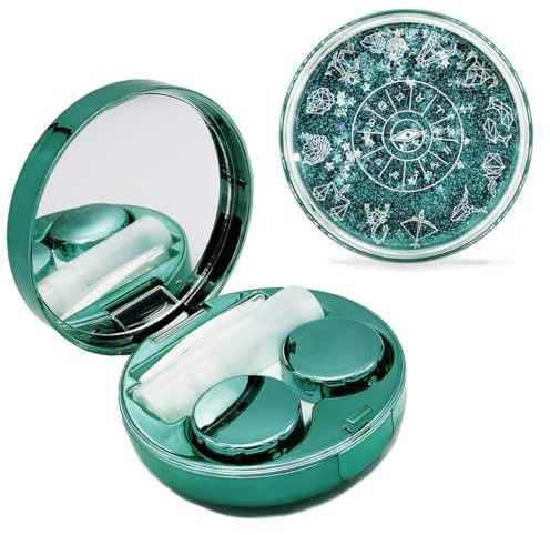 GWEOR Kontaktlinsenbehälter, Kontaktlinsen Zubehör, Contact Lenses Case mit Kontaktlinsen Zubehör - Spiegel, Flasche, Pinzette & Einsetzhilfe, Linsenbehälter Weiche Linsen & Harte Linsen