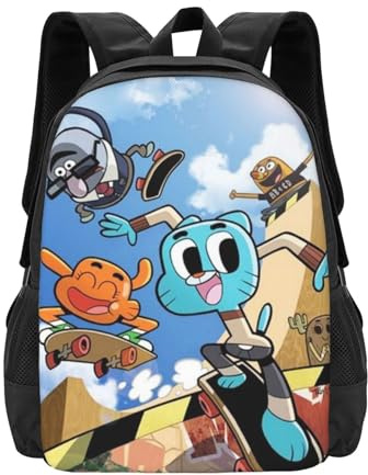 Wcguokj Cartoon Darwin Rucksack The Amazing Anime World Of Gumball Charakter Rucksack Niedlich Kawaii Reiserucksäcke Unisex Cartoon Anime Fan Geschenk