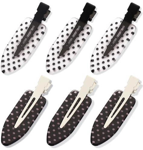 BAISEN 6 Stück Nahtlose Haarspangen – Keine Verbiegen Haarspangen für Styling, Make-up,Curl Clips, Klassische Polka Dot No Crease Hair Clips für Salon & Zuhause