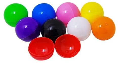 Gashapon Lot de 100 capsules de distributeur automatique en plastique vides pour distributeurs automatiques de gomme Noir 40 mm