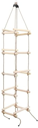 GeenYuu Scala per bambini, 200 cm, in legno di pino massiccio con 5 pioli, corda in PE, resistente alle intemperie, per interni ed esterni, attrezzatura da arrampicata per bambini dai 3 anni in su
