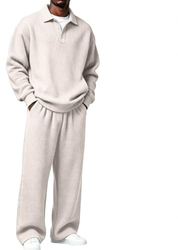HTNEDNST Jogginganzug Herren Baggy 2 Teiler Tracksuit - Zweiteiler Trainingsanzug Langarm Hoodie + Jogginghose Sportanzug Casual Hausanzug Für Gym Fußball Alltag