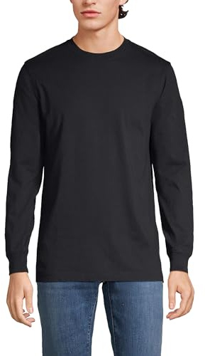 Lands' End - Men’s Super-T Long Sleeve T-Shirt - Traditional Fit Ringspun Cotton Jersey with Easy-Care Finish - Reinforced Seams and Ribbed Cuffs - Men's Clothing