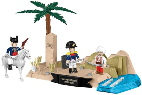 COBI Ägyptenfeldzug (1798–1801), Historisches Diorama, 243 Teile | Bedruckt (Pad Printed), 3 Figuren, Pferd, Rosetta-Stein-Modell, Niltal, Namensschild, Hergestellt in der EU, ab 6 Jahren
