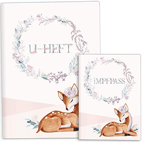 OLGS U-Heft und Impfpasshüllen Set Rehkitz | Untersuchungsheft und Impfpass Hülle, schöne Geschenkidee für Kidner (Uhefthülle, Impfpasshülle ohne Personalisierung, Stella)