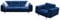 MOEBLO Polstergarnitur 3 Sitzer und Sessel Sofa Couch Garnitur Stoff Samt (Velour) Glamour Wohnlandschaft - 3+1 - Treviso (Dunkelblau)