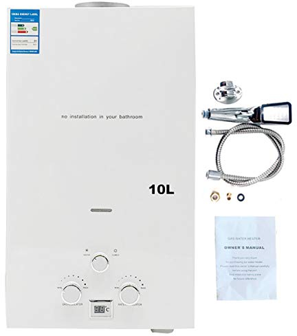 Cozyel 10 L Calentador de agua a Gas GLP Butano Propano 10 litros 20 KW Para el la casa Viaje Caravana Barco Camping Coche