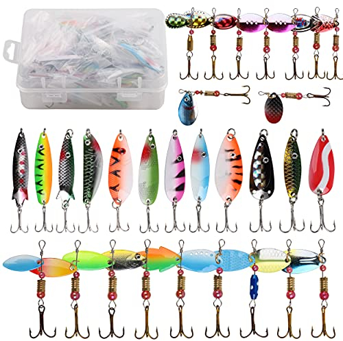 Fishing Lures Set Spinners Baits Spoons Lure Crankbaits Bass Trout Lures Hard Metal Baits 30pcs Colorful Fishing Lure for Bass Pike Trout Salmon Walleye Perch