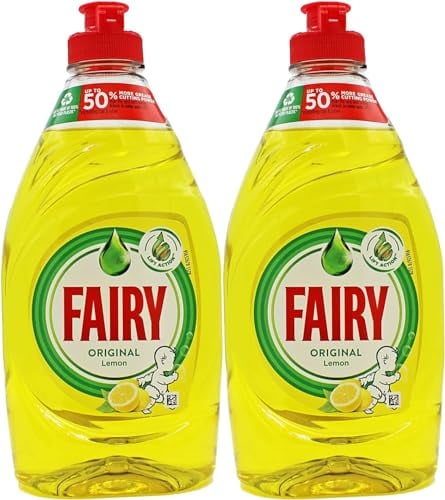 Fairy Original Lemon Washing Up Liquid | Pack of 2 x 320 ml | Dishes Grease Cleaner