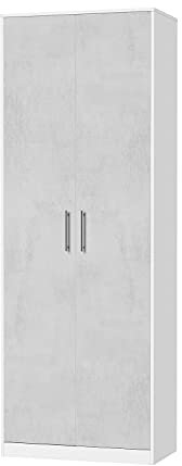 SMARTBett Schrank Kleiderschrank Aktenschrank 80 cm Weiss/Beton
