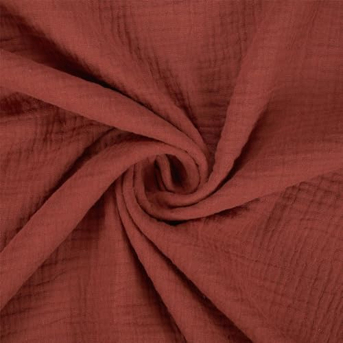 Musselin Stoff Sunny, Double Gauze, ziegelrot (Länge am Stück: ab 50cm / Breite: 130cm)