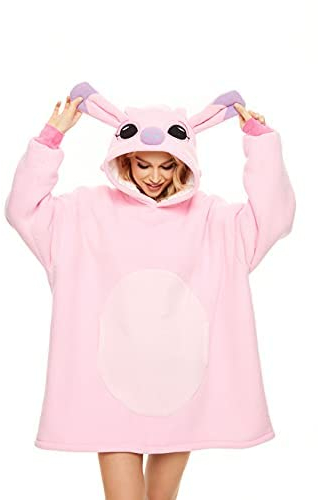 LeaveLive Niedliche Tier-Decke, Hoodie, übergroße Sherpa, weich, warm, bequem, Plüsch, Halloween-Kostüme, Loungewear, Pinkangle, Einheitsgröße